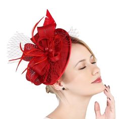 Red Color Fascinator Hat for Women Tea Party Wedding Kenturky Derby Headband, 1920s Fascinator Hat With Veil Pillbox Hat H - Etsy Elegant Mini Hats For Carnival Gift, Elegant Hats For Carnival As A Gift, Elegant Hats For Carnival, Flapper Style Hat For Kentucky Derby Party, Flapper Hats For Kentucky Derby Party, Elegant Hair Accessories For Carnival, Kentucky Derby Flapper Costume Hats And Headpieces For Party, Elegant Carnival Hat As Gift, Flapper Costume Hats For Kentucky Derby Party