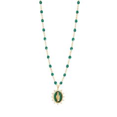 Petite Madone Supreme Emerald diamond necklace, Yellow Gold, 16.5" Emerald Diamond Necklace, Gold Diamond Necklace, Ancient Symbols, Emerald Diamond, Sparkle Diamonds, Shades Of Green, Long Necklace, Fall Colors, Gold Diamond