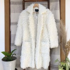 Nwt White Minkpink Faux Fur Coat. Size Xs - Fits More Like A Small. White Outerwear With Faux Fur Lining For Work, Cozy Winter White Outerwear For Spring, White Long Sleeve Fur Coat For Work, White Faux Fur Trim Outerwear For Work, White Fur Coat For Work, White Fitted Cozy Outerwear, White Cozy Outerwear For Spring, Cozy White Outerwear For Spring, Chic White Outerwear With Faux Fur Lining