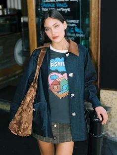 Composition : 66% COTTON 34% POLYESTERColor : DENIMCountry of Origin : KOREA Future Outfit, W Concept, Designer Fashion, Denim Jacket, Composition, Jackets & Coats, Blazer, The Originals, Clothes For Women