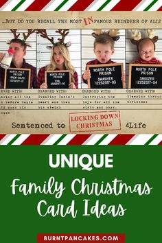 a family christmas card with the words unique family christmas card ideas on it and an image of