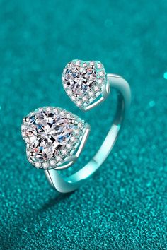 LOVCIA Heart-Shape Moissanite Open Ring Stones Craft, Double Heart Ring, Stone Properties, Weekend Outfits, Moissanite Earrings, Hrithik Roshan, Moissanite Jewelry, Double Heart, Classic Ring