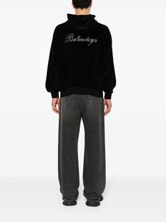 Balenciaga rhinestone-embellished zip-up Hoodie - Farfetch Zip Puller, Five Points, Balenciaga Triple S, Custom Watch, Short Suit, Sweaters Knitwear, Espadrille Shoes, Cotton Fleece, Zip Up