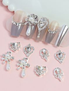 Diy Rhinestone Nails, Makeup 2023, Nail Gems, Bridal Nail Art, Fantasy Nails