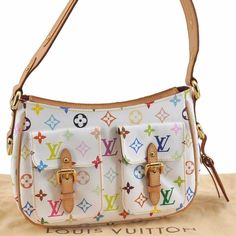 Louis Vuitton Lodge Pm Multicolor White Shoulder Bag Size: 11 X 3 X 7 White Shoulder Bag, Back Bag, Louis Vuitton Bags, White Bag, Louis Vuitton Bag, Louis Vuitton Monogram, Black And Brown, Dust Bag, Bag Lady