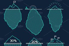 an image of mountains and hills with percentages in blue lines on a dark background