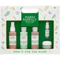 Brand New. Mario Badescu Dew It For The Glow 5 Piece Skin Care Set What It Is: A Limited-Edition Set Featuring A Daily Skin Care Regimen With Products To Help You Achieve Your Dewiest Skin Yet. Set Includes: - Facial Spray With Aloe, Herbs Rosewater (2 Oz.): A Refreshing, Hydrating Mist Formulated Simply, With Fragrant Herbal Extracts And Rosewater For A Pleasant Pick-Me-Up For Dehydrated, Tight And Uncomfortable Skin. - Enzyme Cleansing Gel (2 Oz.): A Non-Foaming Gel Cleanser That Thoroughly Re Rose Water Toner, Mario Badescu Skin Care, Hydrating Mist, Acne Serum, Glowing Skincare, Glow Kit, Facial Spray, Dew Drops, Dewy Skin