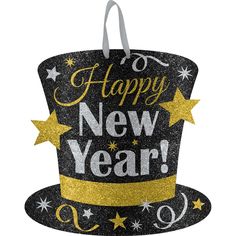 AMSCAN CA New Year Happy New Year Top Hat Hanging Sign, 1 Count Happy New Year Signs, New Years Hat, An Nou Fericit, New Year's Party Decorations, Fa Fal, New Years Eve Decorations, New Years Decorations, New Year Celebration, Eve Parties