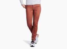 Kontour™ Skinny in Women's Pants | KÜHL Clothing Sporty Fitted Mid-rise Jeans, Sporty High Rise Fitted Jeans, Casual High Rise Pants With 4-way Stretch, Functional Fitted Bottoms For Fall, Sporty Fitted Bottoms For Everyday, Sporty Mid-rise Jeans, Functional Fitted Pants For Fall, Fitted Functional Pants For Fall, Casual Mid-rise Activewear For Fall