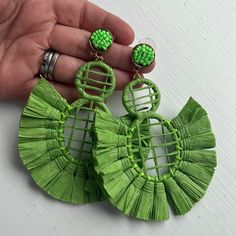 Nwot Green Earrings Green Hoop Earrings For Summer Party, Green Drop Tassel Earrings For Beach, Green Tassel Drop Earrings For Beach, Green Earrings For Spring, Elegant Green Earrings For Beach, Green Dangle Earrings For Spring, Spring Green Dangle Earrings, Pearl Necklaces, African Jewelry