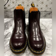 Worn 2 Times. In Excellent Condition! Dark Maroon/Brown Dr Martens Chelsea Boots, Dr Martens Chelsea, Shoes Dr Martens, Dark Maroon, Dr Martens Shoes, Martens Shoes, Dr. Martens, Chelsea Boots, Bootie Boots