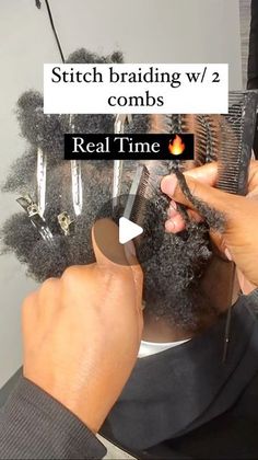 How To Braid Black Mens Hair, Quick Braids For Men, Easy Stitch Braids, Diy Stitch Braids, Quick Braid Styles Black Hair Simple, How To Do Stitch Braids Step By Step, How To Braid Mens Hair, Stitch Braid Tutorial, 6 Stitch Braids Men