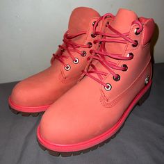 Timberland Boots Size 6.5/8 Women In Excellent Condition. No Original Box. Pink Timberland Boots Outfit, Pink Timberland Boots, Pink Timberlands, Timberland Boots Outfit, Timberlands, Timberlands Shoes, Timberlands Women, Timberland Shoes, Boots Outfit