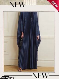 Pleated Straight Loose Robe Dress - 01 Fashion Long Dresses, Fantasy Ideas, Dress Stores Online, Loose Fitting Dresses, Satin Maxi, Satin Maxi Dress, Abayas Fashion, Abaya Fashion, Long Dresses