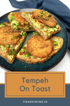 Four slices of whoemeal toast topped with avocado, chilli, tempeh, spring onions and dukkah. Fried Tempeh, Toast With Avocado, Homemade Beans, Uk Food, Vegan Brunch, Toast Toppings, Lunch Idea, Mouthwatering Recipes