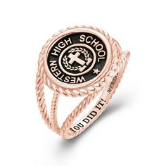 Mementos Jewelry Signet Collection Sterling Silver Customized Women(Ladies) Class Rings for High School College University. This women class ring is designed to be a symbol who you truly are. Order your personalized women's class ring today and wear it with pride for years to come. Choose from a variety of +30 styles and customize it to fit your personal taste. Our ladies' class rings are crafted from sleek Sterling Silver with quality rhodium plating/gold plating/rose gold plating and 10kt Whit Cute Class Rings, Graduation Rings College, Graduation Ring, Class Rings, Graduation Rings, College University, Personal Taste, School College, Gold Plating