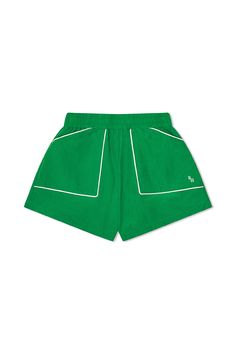 The Princeton Short is a lightweight flared athletic short. With deep patch pockets and an elasticated waistband this style proves function on and off the court. Designed to wear with the matching Yale jacket. Machine wash cold with like colors. Tumble dry low to avoid shrinkage 100% Nylon RH-231-GRN Sporty Bottoms With Patch Pockets, Sporty Athletic Shorts With Side Pockets For Summer, Sporty Summer Athletic Shorts With Side Pockets, Sporty Shorts With Patch Pockets, Sporty Green Athletic Shorts For Spring, Sporty Bottoms With Contrast Stitching For Spring, Green Functional Shorts With Side Pockets, Sporty Short Bottoms With Patch Pockets, Sporty Nylon Athletic Shorts With Pockets