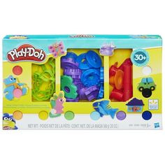 play - doh toys in a box with different shapes and colors on the inside