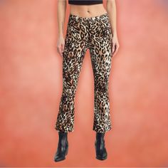 Brand New With Tags Brown Leopard Print Size 24 Brand New Still In All Original Packaging With Tags Attached Size Info If Between Sizes; Order One Size Up. 23=000, 24=00, 25=0, 26=2, 27=4, 28=6, 29=8, 30=10, 31=10-12, 32=12-14. Details & Care A Pretty Print Enriches High-Waisted Cropped Pants Cut In A Kicky Flare-Leg Silhouette. Zip Fly With Button Closure Five-Pocket Style 54% Cotton, 35% Modal, 8% Elastomultiester, 3% Polyurethane Machine Wash, Tumble Dry Imported Model Stats: 5'10" Height, 32 Trendy Mid-rise Leopard Print Bottoms, Leopard Print Trousers For Fall, Fall Leopard Print Trousers, High-waisted Leopard Print Pants For Fall, Leopard Print Wide Leg Pants, Chic Fitted Leopard Print Bottoms, Leopard Print High-waisted Pants For Fall, Fitted High Waist Leopard Print Bottoms, Fitted High-waist Leopard Print Bottoms