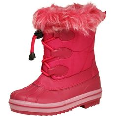 Norty Toddler, Little and Big Boy's and Girl's Snow Boots, Let your kids frolic in the snow or wet ground when it's colder out and stay dry, Side zipper for easy on and off with a lace front featuring an adjustable toggle closure, The black and royal colors have an adjustable front strap and not zipper. Fleece lined boot gives then extra warmth and comfort in the cold weather conditions, Rugged outsole for extra traction, All man made materials, Made in China, #43033 Size: medium.  Color: Pink. Kids Winter Boots, Boots Fur, Girls Snow Boots, Kids Snow Boots, Pink Snow, Insulated Boots, Royal Colors, Snow Boot, Big Kid