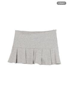 half-pleated-mini-skirt-ig405 / Gray Casual Skirted Skort With Pleated Hem, Casual Skort With Pleated Hem, Trendy Stretch Tennis Skirt For School, Fitted Gray Casual Skirt, Casual Stretch Gray Skort, Casual Gray Mini Skirt Skort, Cotton Pleated Skort For School, Pleated Cotton Skort For School, School Cotton Stretch Skort