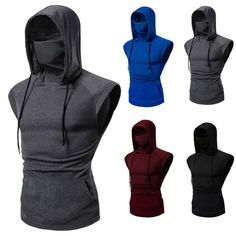 Mens Mask Button Sports Vest Hooded Splice Large Open-Forked Male Vest Features: 1.It is made of high quality materials,durable enought for your daily wearing 2.Stylish and fashion design make you more attractive 3.Perfect Match with your favorite shorts,leggings, black slacks, denim jeans, etc 4.Great for Daily,Casual,I am sure you will like it! 5.Wearing this vest will highlight your super-good figure and will receive a lot of praise. Product information: Season:All Season Gender:Men, Occasion:Daily,Casual Material:Polyester Pattern Type:Hooded Style:Casual,Sport Sleeve length:Sleeveless Fit:Fits ture to size Thickness:Standard How to wash:Hand wash Cold,Hang or Line Dry What you get:1PC Blouse Size US UK EU Bust Length M 4 8 34 100cm/39.37'' 72cm/28.35'' L 4 8 34 106cm/41.73'' 74cm/29.1 Mens Vest Jacket, Gym Muscle, Gym Hoodie, Hoodie Vest, Sports Vest, Hooded Vest, Muscle Shirts, Sleeveless Hoodie, Workout Hoodie