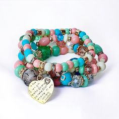 Introducing our Mermaid Arm Candy Beaded Bracelet Stack, a vibrant ensemble designed to add a pop of color and a touch of fun to your wrist. This delightful stack features a mix of blue and pink-hued beads in varying shades and sizes, creating a playful yet chic aesthetic. Crafted with care and attention to detail, each bracelet in this stack is hand-strung to ensure durability and quality. From soft pastel pinks to bold fuchsia tones, these bracelets are perfect for adding a feminine flair to any outfit. Whether you wear them individually for a subtle accent or stack them together for a statement look, our Pink Arm Candy Beaded Bracelet Stack is sure to turn heads and spark joy wherever you go. Elevate your accessory game and indulge in the sweetness of our beaded bracelet stack, the perf Beaded Bracelet Stack, Chic Aesthetic, Spark Joy, Arm Candy, Bracelet Stack, Soft Pastel, Pastel Pink, Beaded Bracelet, Everyday Fashion