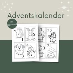 an adult coloring book with numbers and animals on it, including the number 1 to 12