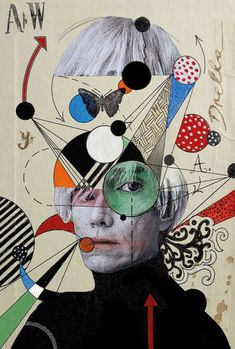 an image of a man with many different things on his face and head, all in various colors