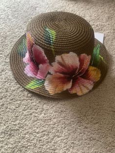 Artistic Bucket Hat For Beach, Casual Hand Painted Hat With Short Brim, Artistic Beach Bucket Hat, Cute Multicolor Hats For Vacation, Multicolor Hand Painted Beach Hats, Beach Hats With Hand Painted Short Brim, Hand Painted Short Brim Beach Hat, Artsy Short Brim Hat For The Beach, Artsy Short Brim Hat For Beach