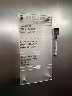 Magnetic Dry-Erase Freezer Board by LeeMo Designs in Bend, OR Pantry Organization Labels, Freezer Inventory, Inventory Sheet, Meal Planning Board, Freezer Organization, Planning Board, Chest Freezer, Fridge Organization, Frosted Acrylic