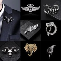 Wing Crown, Brooch Pin For Men, Men Brooch, Hawk Wings, Men's British Style, Collar Accessories, Suit Pin, Suit Shirt