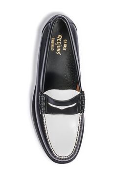 This classic penny loafer boasts handsome moc-stitching and classic beefroll details that pair equally well with crisp suits and casual shorts. Leather upper, lining and sole Imported Black And White Loafers, Fisher Man, Shorts Leather, Shoes Streetwear, Gents Shoes, Penny Loafers Men, White Loafers, Look Short, Penny Loafer