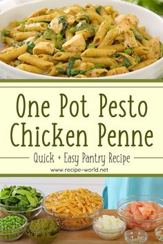 One Pot Pesto Chicken Penne - Quick & Easy Pantry Recipe Onion Blossom Recipe, Pesto Chicken Penne, Fry Mushrooms, Chicken Penne Recipes, Onion Blossom, Pantry Recipe, Chicken Penne, Blooming Onion, Paleo Cookbook