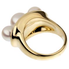 Chanel Vintage Yellow Gold Pearl Cocktail Ring Size 6 1/2 1ch5750 Pearl Cocktail Ring, Vintage Cocktail Ring, Timeless Luxury, Gold Signet Ring, Chanel Vintage, Vintage Cocktail, Pearl Set, Vintage Chanel, Vintage Yellow