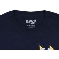 Introducing the ultimate expression of style and nostalgia with this Bluey t-shirt. This tee has the same whimsical charm that made the beloved Australian animated series a hit worldwide. This tee is a must-have for any Bluey enthusiast. Whether you're reliving your childhood memories or sharing the joy with a new generation, this shirt will surely become a cherished addition to your wardrobe. Whether you're heading out for a casual outing with friends, running errands, or simply lounging at hom Retro Blue T-shirt With Cartoon Print, Blue Pop Culture Fan Merchandise T-shirt, Funny Blue T-shirt With Character Print, Blue Cartoon Print T-shirt For Fans, Funny Blue T-shirt With Cartoon Print, Blue Cartoon Print T-shirt Fan Merchandise, Blue Crew Neck T-shirt, Pop Culture Style, Blue Funny Fan Merchandise T-shirt, Funny Blue Fan Merchandise T-shirt