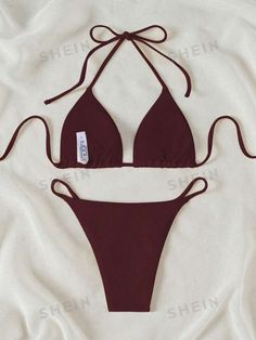 Brown Backless Swimwear For The Beach, Brown Backless Swimwear For Swimming, Brown Backless Swimwear For Summer, Brown Backless Beachwear Swimwear, Brown Triangle Top Swimwear For Party, Brown Party Swimwear For Beach Season, Halter Bra, Relationship Tips, Sports Equipment