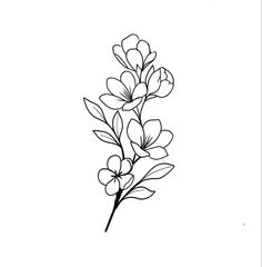 a black and white drawing of some flowers