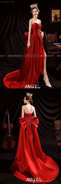 10% off now|Free shipping world-wide. Sweetheart High Low Red Satin Formal Dress with Big Bow In Back at GemGrace. Click to learn our pro custom-made service for wedding dress, formal dress. View #PromDresses for more ideas. Bow Evening Dress For Banquet During Prom Season, Satin Gown With Long Train For Banquet, Red Satin Ball Gown With Sweep Train, Red Satin Gown For Banquet, Red Satin Gown For Banquets, Satin Ball Gown With Satin Bow For Wedding, Satin Evening Dress With Bow For Prom Season, Satin Evening Dress With Bow For Prom, Wedding Evening Dress With Satin Bow For Prom Season