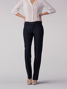 Women’s Secretly Shapes Straight Leg Pant in Black Straight Fitted Office Bottoms, Fitted Straight Bottoms For Office, Classic Fitted Straight Silhouette Bottoms, Classic Fitted Bottoms With Straight Silhouette, Fitted Straight Bottoms For Workwear, Elegant Straight Dress Pants In Elastane, Elegant Slim Fit Straight Pants, Elegant Stretch Straight Leg Bottoms, Elegant Stretch Dress Pants Straight Fit