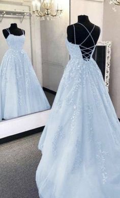 A-Line Light Blue Long Prom Dress Formal Evening Dresses Blue Long Prom Dress, Prom Dress Inspo, Light Blue Prom Dress, Deb Dresses, Skai Jackson, Light Blue Wedding, Classy Prom Dresses, Stunning Prom Dresses, Prom Dress Inspiration