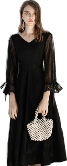 Long Sleeve Prom Dress, Sleeve Prom Dress, Black Sleeves, Long Sleeve Prom, Must Buy, Prom Dresses With Sleeves, Prom Dresses Long With Sleeves, Tea Length, Black Tea