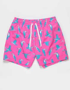 CHUBBIES Lined Classic Mens 5.5'' Volley Shorts - PINK | Tillys Casual Pink Swim Trunks For Swimming, Pink Swim Trunks With Elastic Waistband For Summer, Casual Pink Swimming Shorts, Casual Pink Short Length Swim Trunks, Casual Pink Swim Trunks, Pink Casual Short Length Swimwear, Pink Swim Trunks With Elastic Waistband For Spring, Pink Tropical Style Shorts For Poolside, Casual Pink Swimwear With Built-in Shorts