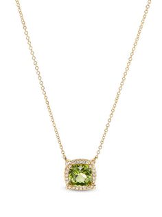 David Yurman 7mm 18kt Yellow Gold Chatelaine Peridot And Diamond Necklace - Farfetch Peridot Pendant, Necklace Green, Demi Fine Jewelry, Delicate Chain, Chatelaine, Fine Watches, Green Peridot, Colourful Necklace, Green Necklace