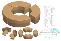 the paper model is ready to be cut and put into pieces, including an object that looks like a pie