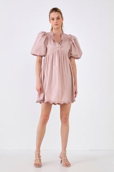 A lightweight cotton dress to take you from day to night! This dress is a statement piece, featuring a fitted top with a ruffle detail and a flowy bottom. Pair with wedges/heels and a statement bag for a night out, or with sandals and a crossbody bag for a day out. This dress will make you feel confident and beautiful! Ruffle detail Lined Puff sleeve Mini dress Shell: 100% Cotton Lining: 80% Polyester 20% Cotton JJ1081D XS Total length: 35.50", Bust: 34.50" Wedges Heels, Puff Sleeve Mini Dress, Statement Bag, Dress Dusty, Fitted Top, Dress Silhouette, Mini Dress With Sleeves, White Mini Dress, Feel Confident