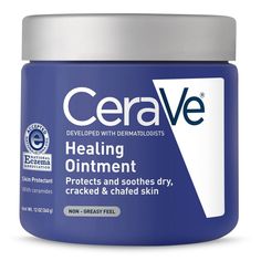 Developed with dermatologists, CeraVe Healing Ointment for Dry and Chafed Skin, Non-Greasy Feel provides intense, long-lasting moisturization and helps protect, soothe, and relieve extremely dry chapped and chafed skin. CeraVe Healing Ointment combines a non-greasy feel with skin identical ceramides. The ointment is non-comedogenic, lanolin-free, and non-irritating. Suitable for use as an occlusive balm on extra-dry areas on the entire body, face, and even on dry, cracked hands. The ointment for Cerave Healing Ointment, Chafed Skin, Healing Ointment, Cracked Skin, Skin Repair, Dermatologist Recommended, Moisturizing Lotions, Hydrate Skin, Moisturizer Cream