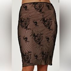 Beautiful, Nwt - Just Never Had A Reason To Wear It. Zips Up The Side. Stretchy Mesh Material. I’m Normally A Us 10/12. Nude Lining. Black Lace Mini Skirt For Spring, White Co Ord Set, Mesh Midi Skirt, Pink Maxi Skirt, Satin Mini Skirt, White Denim Skirt, Lace Midi Skirt, Bandage Skirt, Pink Maxi