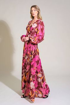 A printed woven maxi dress featuring surplice neckline, long sleeve and true wrap Details: Self : 100% PolyesterLining : 100% Polyester Size & Fit - Model is 5`8" And Wearing Size Small- Measurements Taken From Size Small- Approx. Length: 60" Fall Maxi Wrap Dress For Brunch, Chic Multicolor Maxi Dress With Surplice Neckline, Pink V-neck Maxi Dress For Fall, Fall Season Pink Printed Maxi Dress, Fall Pink Printed Maxi Dress, Chic Floral Print Maxi Wrap Dress, Pink Maxi Dress For Fall, Pink Printed Maxi Dress For Fall, Floral Print Maxi Length Wrap Dress