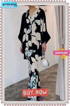 Loose Urban Floral V Neck Long Sleeve Blouse Elegant V-neck Printed Sets, Summer Formal V-neck Sets, Elegant Floral Print Evening Sets, Spring Evening V-neck Sets, Spring Evening Sets With V-neck, Elegant Multicolor Evening Sets, Summer Evening V-neck Set, Elegant Printed Sets For Party, Elegant Multicolor V-neck Sets